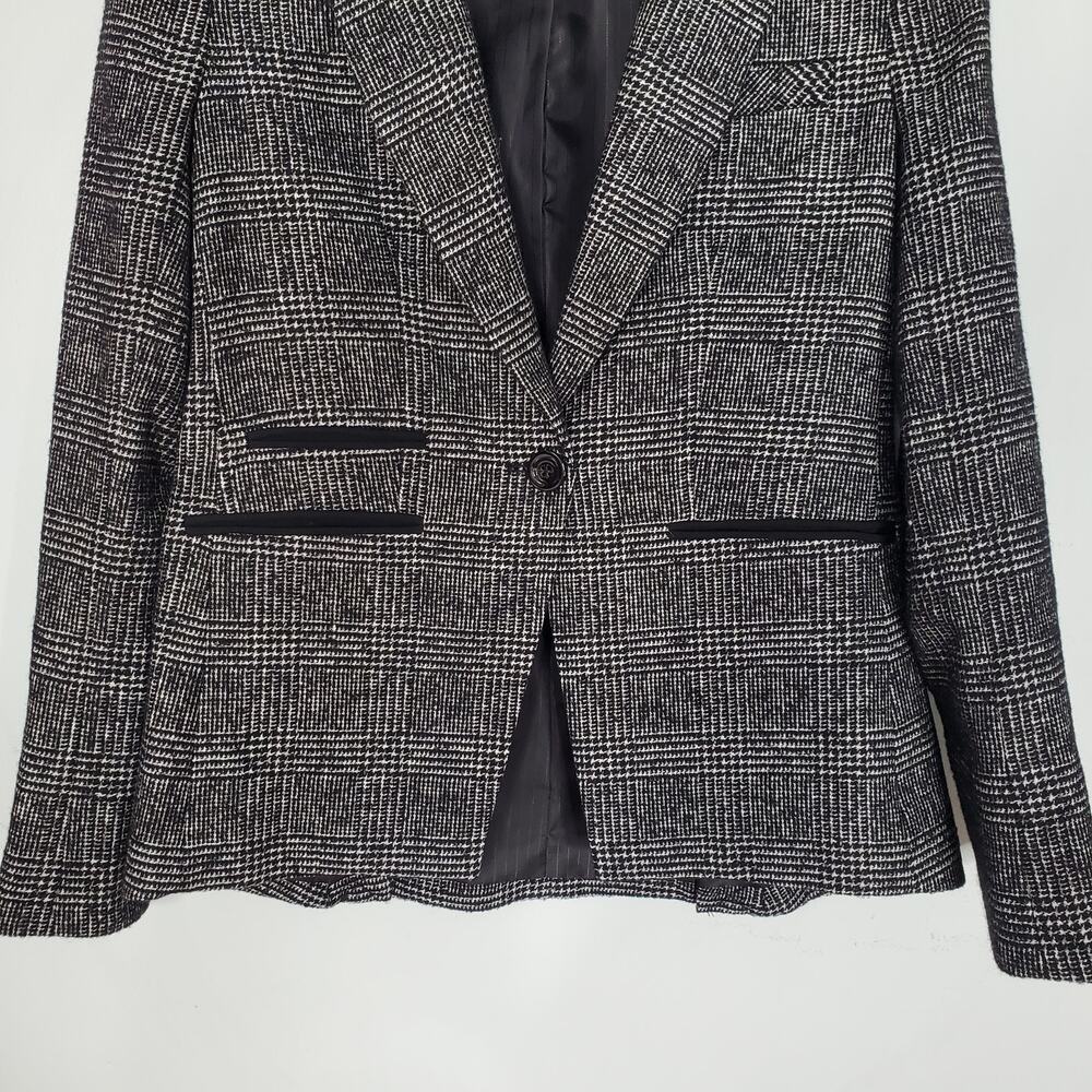 Veronica Beard Gia Dickey Jacket Houndstooth Plaid Blazer Black Tweed Size 12 - Picture 6 of 9